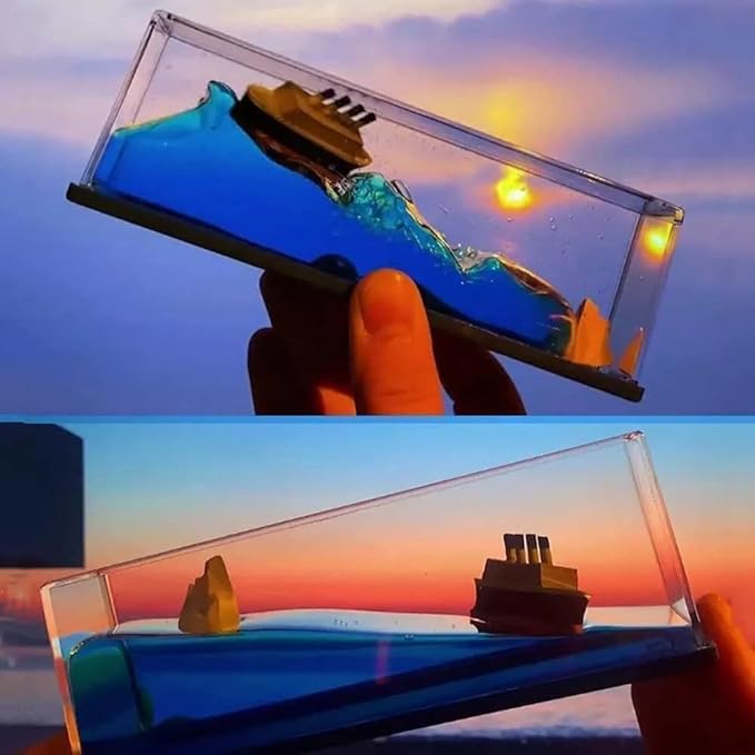 Liquid Wave Cruise Ship Decoration,Titanic,Cruise Ship, For Car Dashboard Decorative Showpiece
