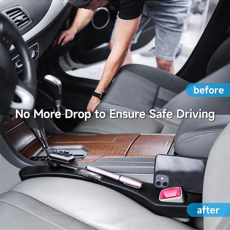 Car Seat Side Gap Filler Black, Car Seat Gap Plug Strip Filler Prevent Things from Dropping Pcs - 2