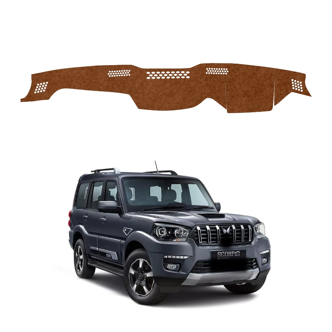 Mahindra Scorpio S 2014 To 2026 Car Dashboard Mat (Brown)