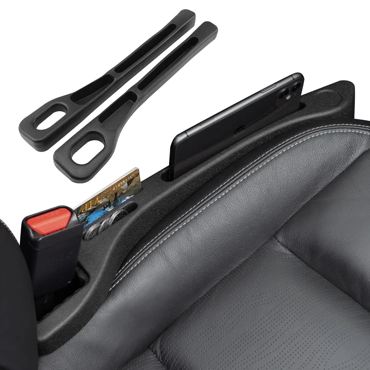 Car Seat Side Gap Filler Black, Car Seat Gap Plug Strip Filler Prevent Things from Dropping Pcs - 2