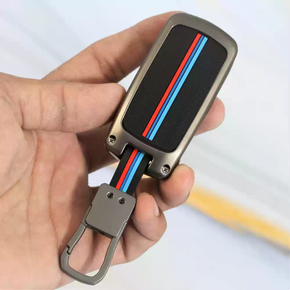 Premium Metal Key Cover Compatible with Tata Tiago | Nexon | Altroz | Safari | Storme | Zest | Bolt | Tigor | Punch | Hexa 3 Button Flip Key