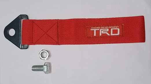 VINRIDE Racing Tow Belt & Strap TRD Racing Premium RED Universal for All Cars Front & Rear Tow Strap/Tow Hook Towing Belt.