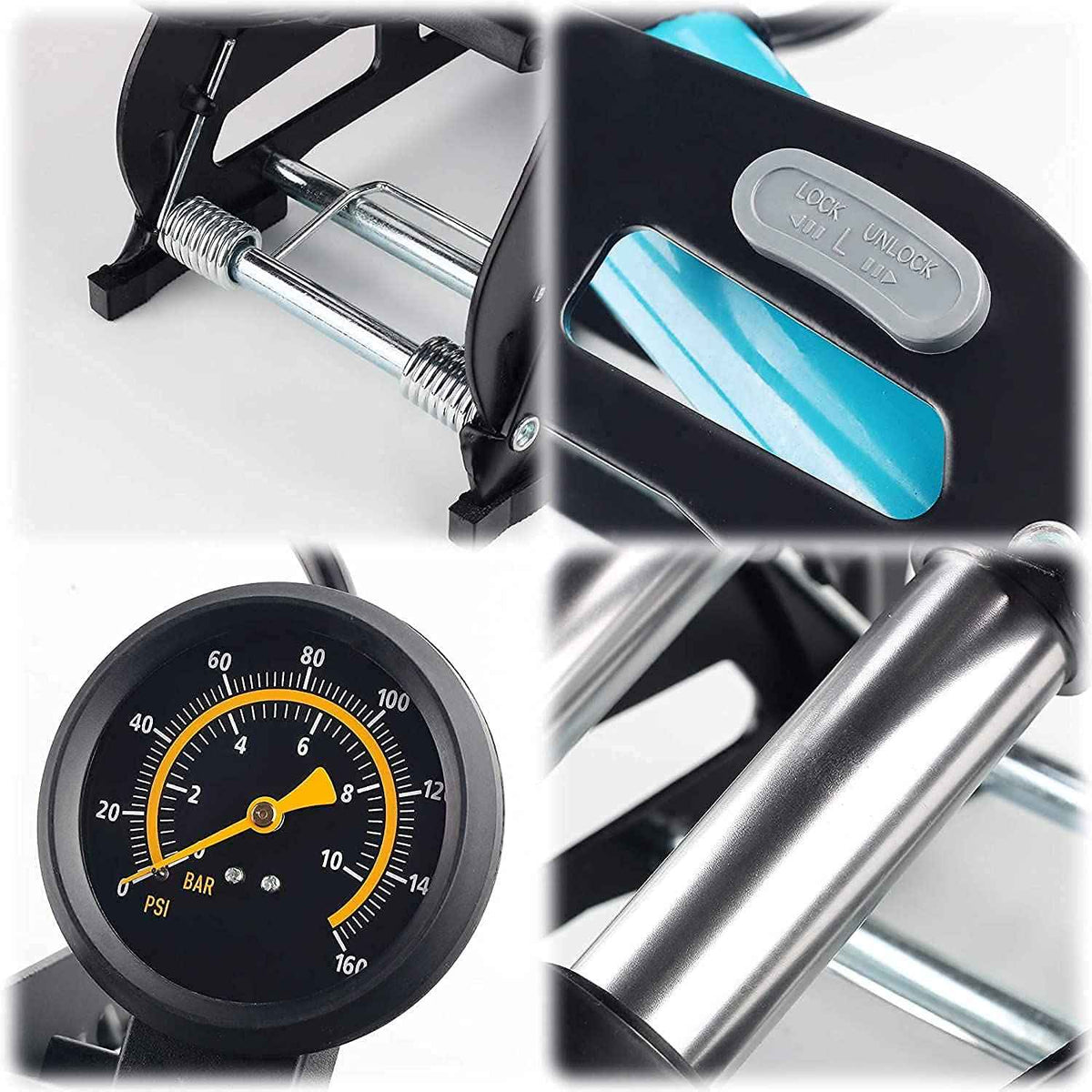 Car Double Cylinder Portable Foot Pump Air Tyre Inflator with Pressure Gauge for Car Tyres