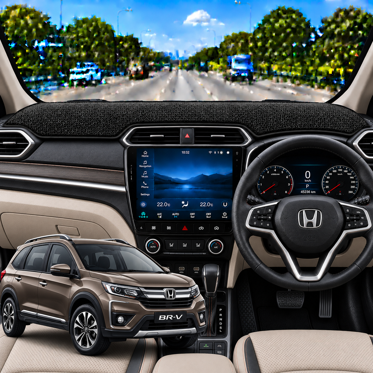 Honda BR-V 2016 To 2018 Car Dashboard  Cover Mat (Grey)