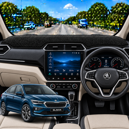 Skoda Slavia 2022 To 2026 Car Dashboard Cover Mat (Grey)
