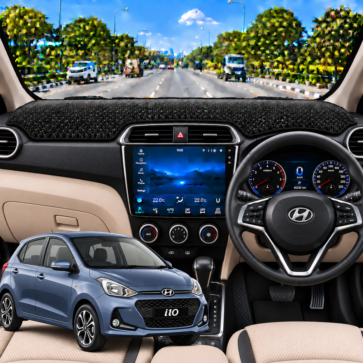 Hyundai Xcent 2014 To 2020 Car Dashboard Cover Mat (Grey)