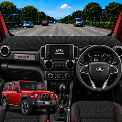 Mahindra Thar 2020 To 2026 Car Dashboard Cover Mat (Grey)