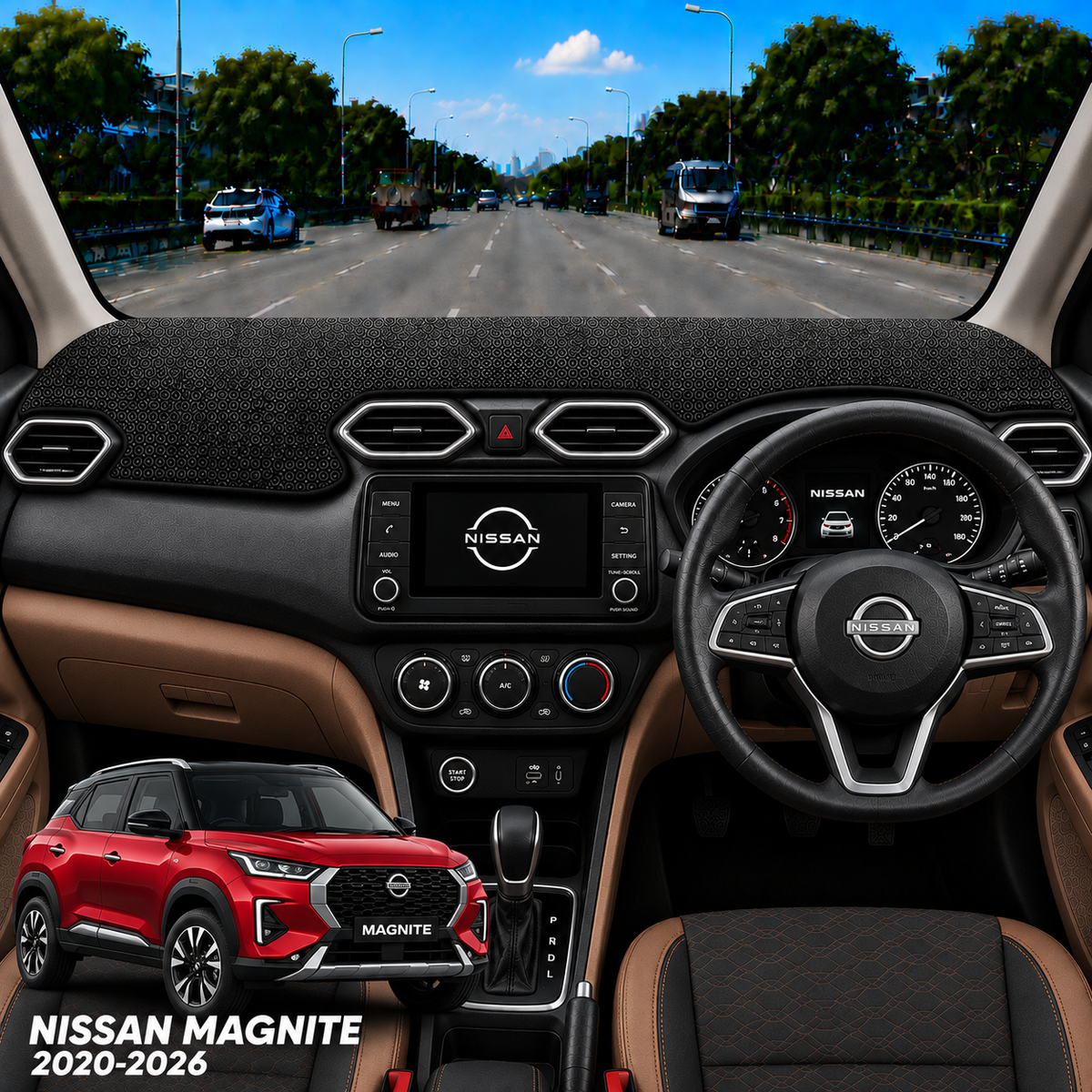 Nissan Magnite 2020 To 2026 Car Dashboard Cover Mat (Grey)