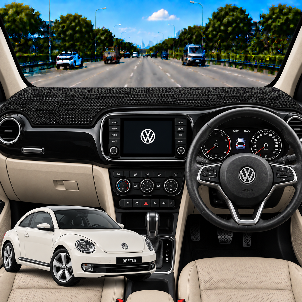 Volkswagen Beetle 2009 To 2016 Car Dashboard Cover Mat (Grey)