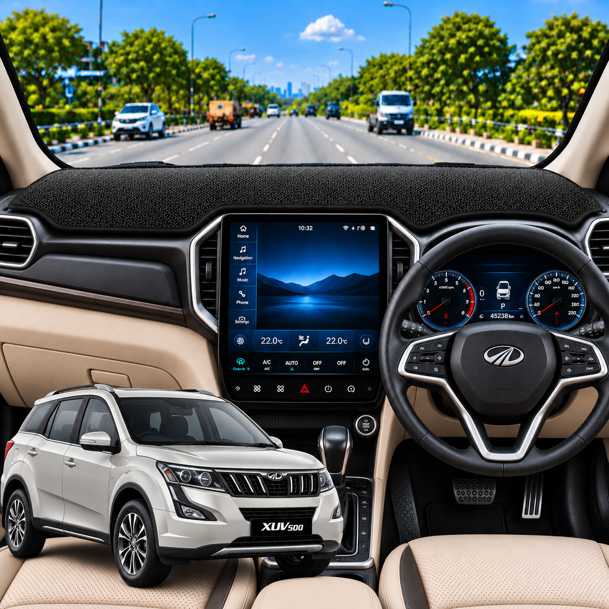 Mahindra XUV 500 2011 To 2021 Car Dashboard Cover Mat (Grey)