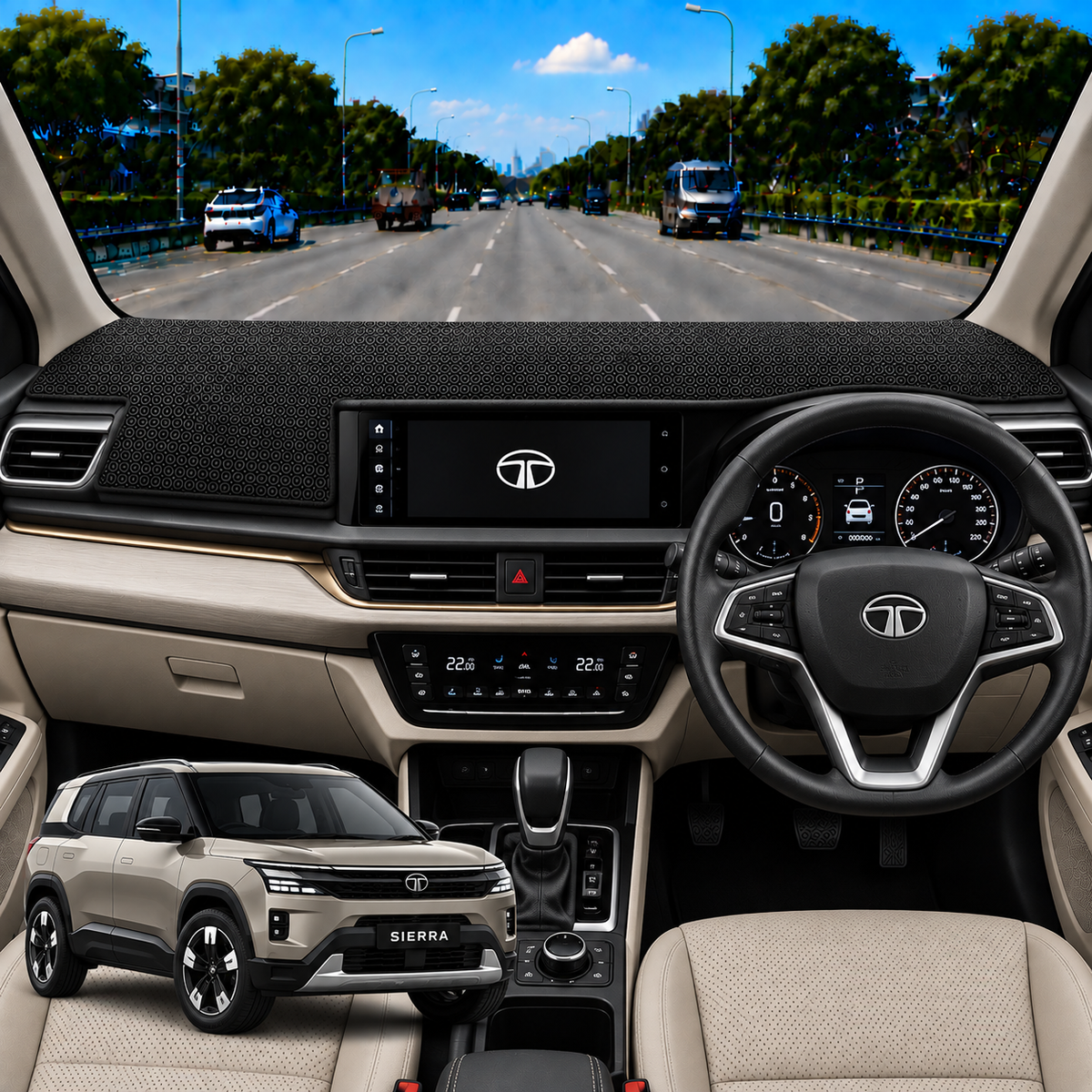 Tata Sierra 2026 Car Dashboard Cover Mat (Grey)