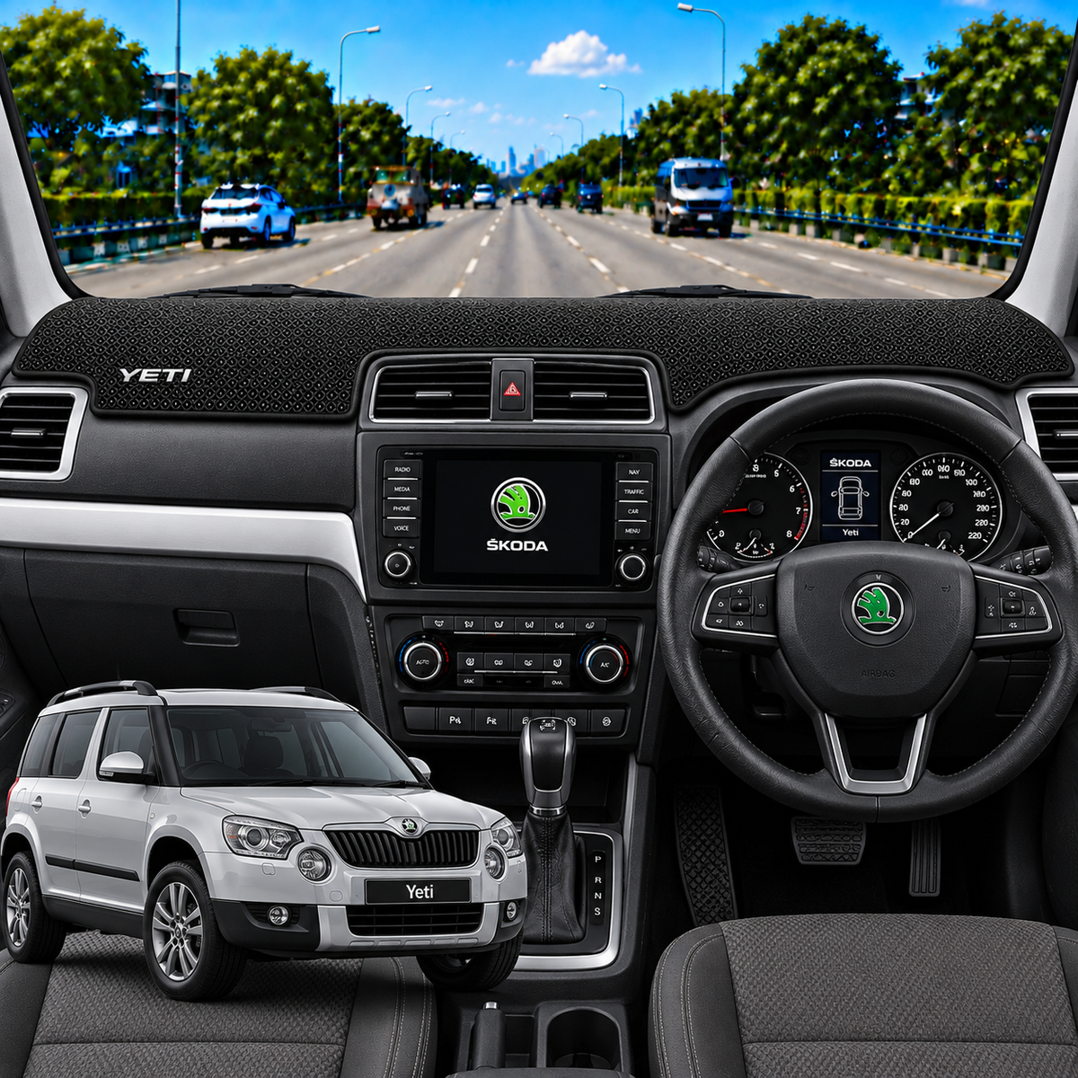 Skoda Yeti 2010 To 2014 Car Dashboard Cover Mat (Grey)