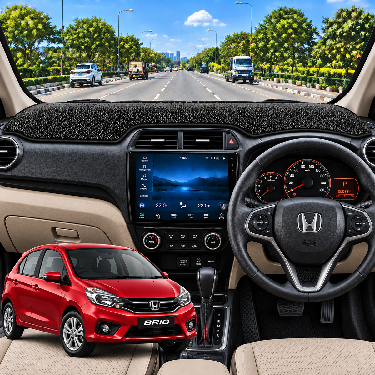 Honda Brio 2016 To 2018 Car Dashboard  Cover Mat (Grey)