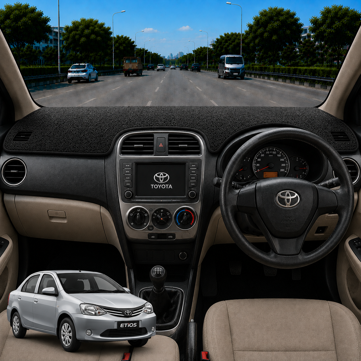 Toyota Etios 2010 To 2020 Car Dashboard Cover Mat (Grey)