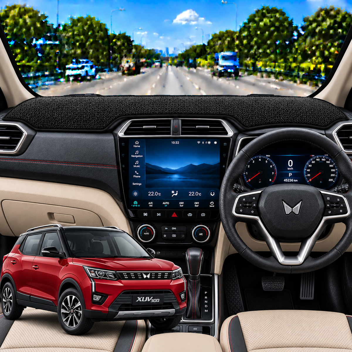 Mahindra XUV300 2019 To 2026 Car Dashboard Cover Mat (Grey)