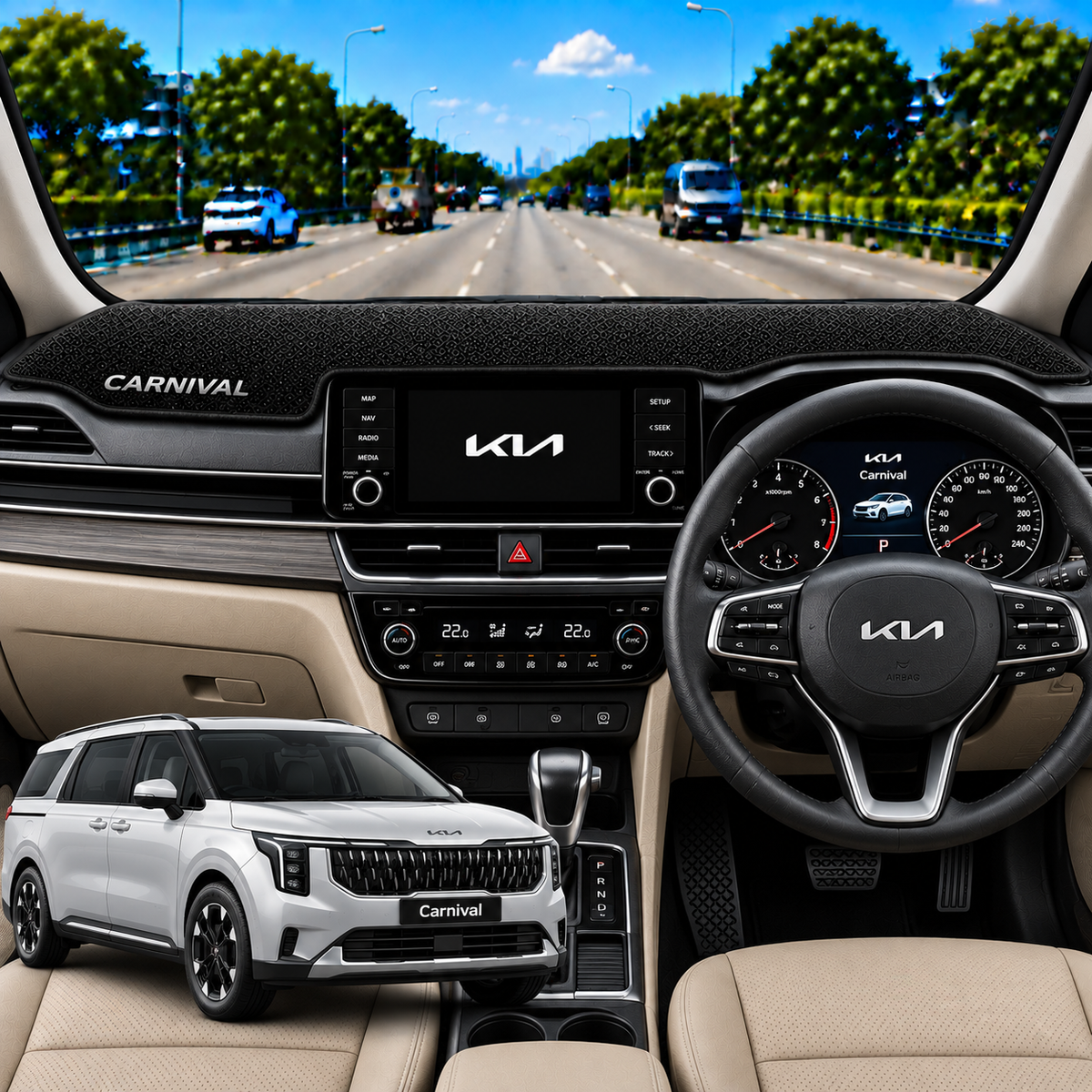 Kia Carnival 2020 To 2023 Car Dashboard Cover Mat (Grey)