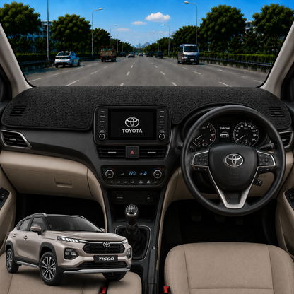 Toyota Taisor 2022 To 2026 Car Dashboard Cover Mat (Grey)