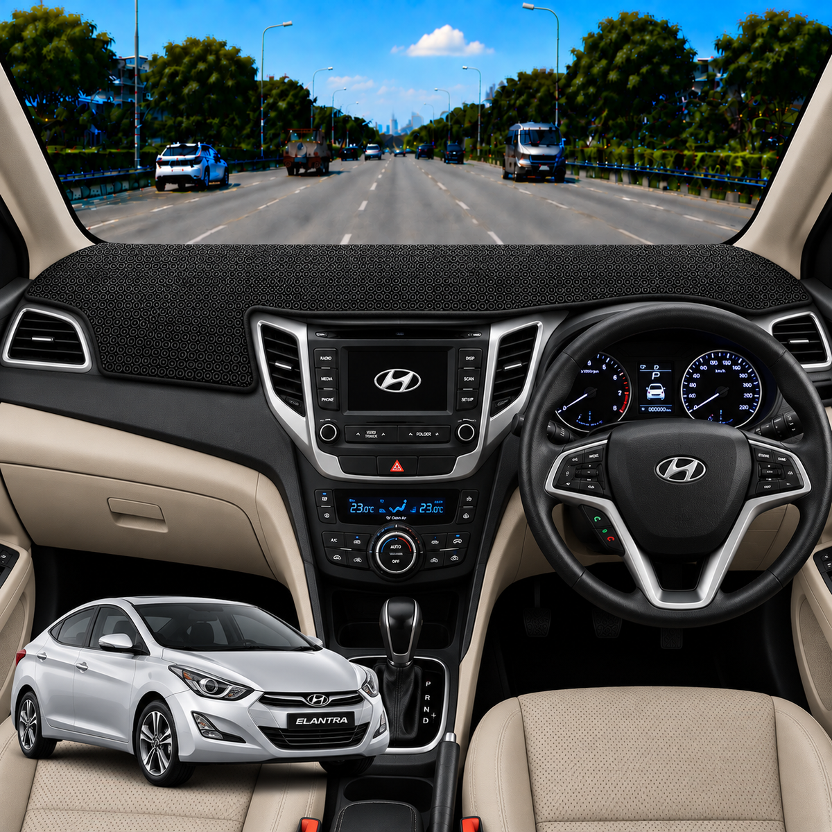 Hyundai Elantra 2016 To 2020 Car Dashboard Cover Mat (Grey)