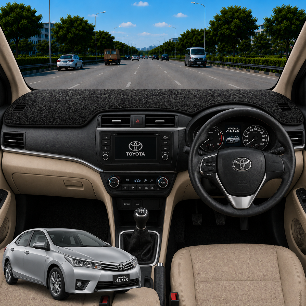 Toyota Corolla Altis 2003 To 2007 Car Dashboard Cover Mat (Grey)