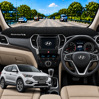 Hyundai Santa Fe 2013 To 2018 Car Dashboard Cover Mat (Grey)
