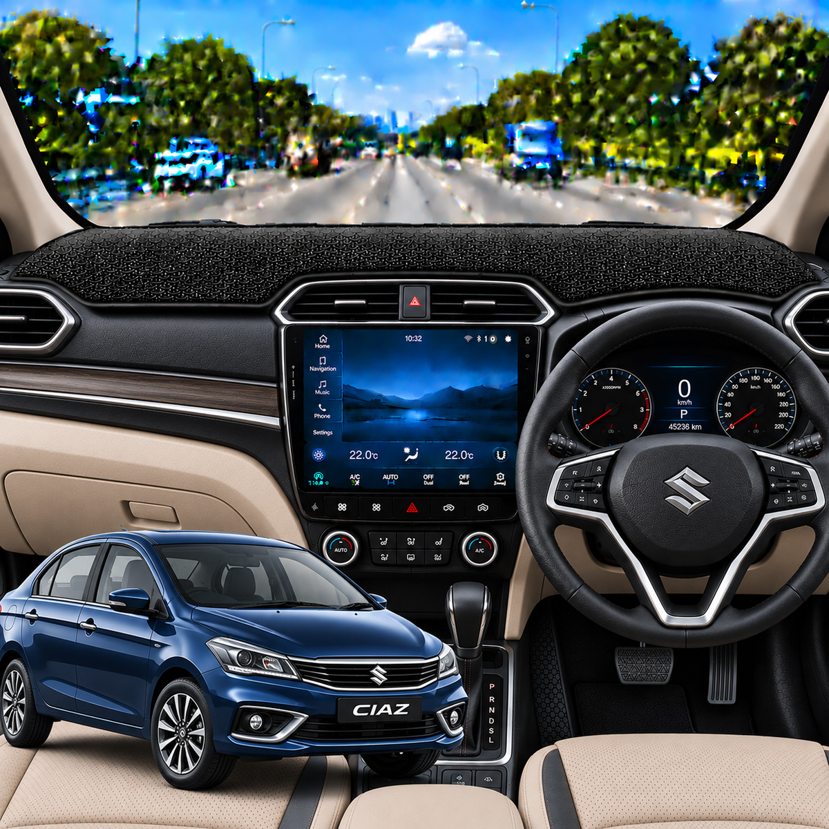 Maruti Suzuki Ciaz 2014 To 2026 Car Dashboard Cover Mat (Grey)