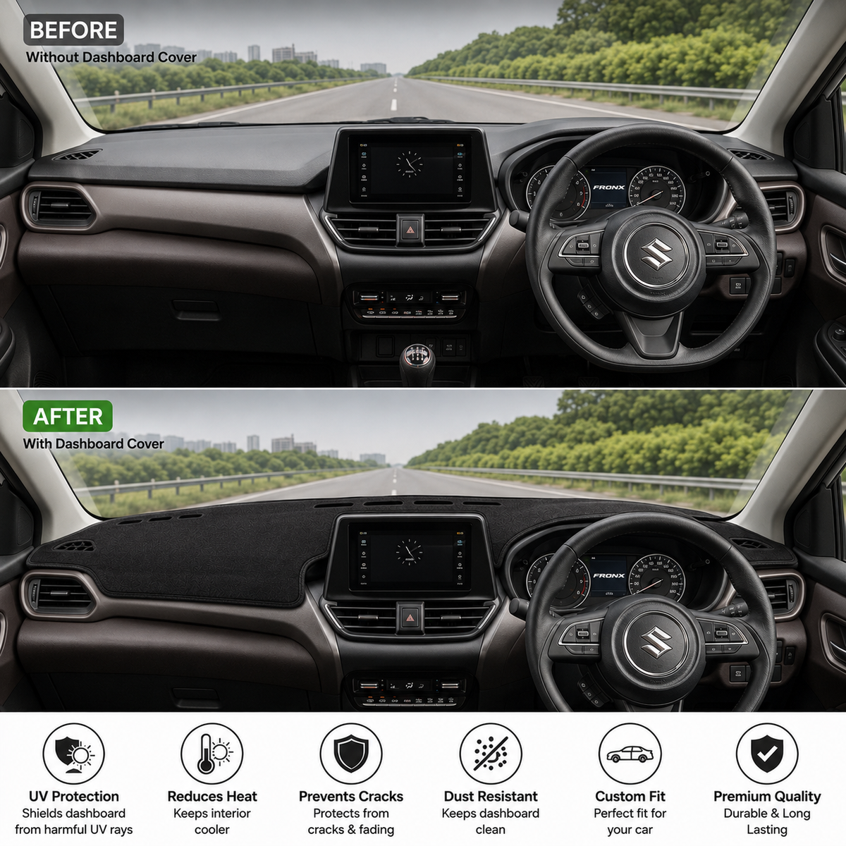 Kia Seltos 2019 To 2025 Car Dashboard Cover Mat (Grey)