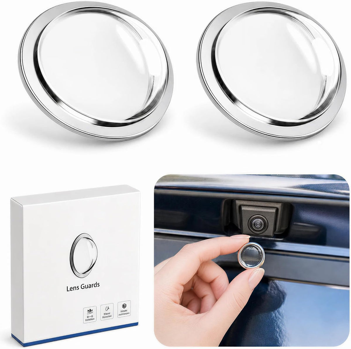 Car Camera Lens Protector 360° All-Round Protection, Anti-Scratch & Waterproof, Compatible with Most Vehicle Cameras (Pack of 2Pcs)
