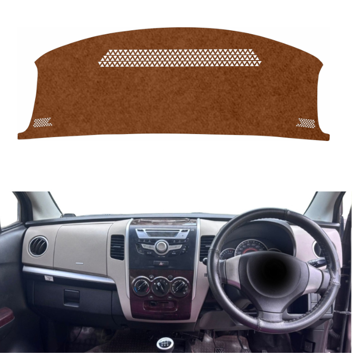 Maruti Suzuki Wagon-R 2011 To 2018 Car Dashboard Mat (Brown)