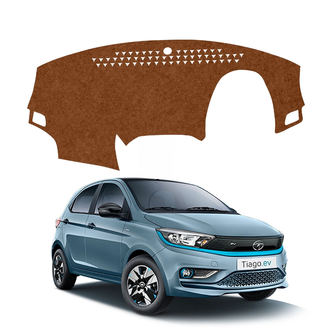 Tata Tiago EV 2022 To 2026 Car Dashboard Mat (Brown)