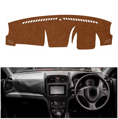 Maruti Suzuki Vitara Brezza 2016 To 2022 Car Dashboard Cover Mat (Brown)