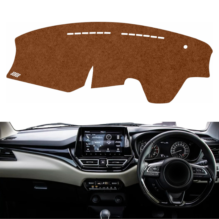 Toyota Glanza 2022 To 2026 Car Dashboard Cover Mat (Brown) - Vinride