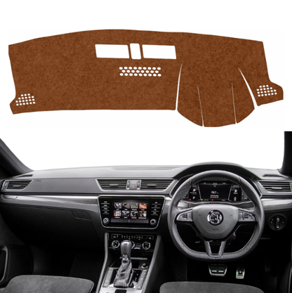 Skoda Superb 2016 To 2023 Car Dashboard Mat (Brown)