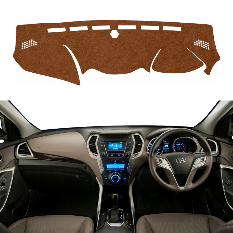 Hyundai Santa Fe 2013 To 2018 Car Dashboard Mat (Brown)