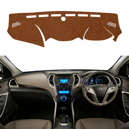 Hyundai Santa Fe 2013 To 2018 Car Dashboard Mat (Brown)