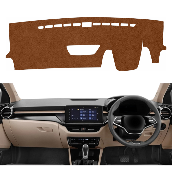 Skoda Slavia 2022 To 2026 Car Dashboard Mat (Brown)