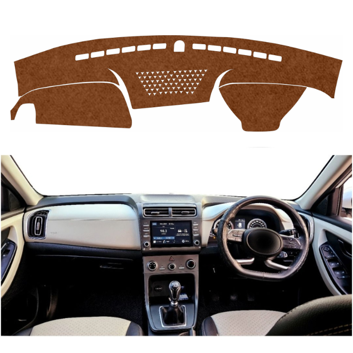Hyundai Creta 2019 To 2024 Car Dashboard Mat (Brown)