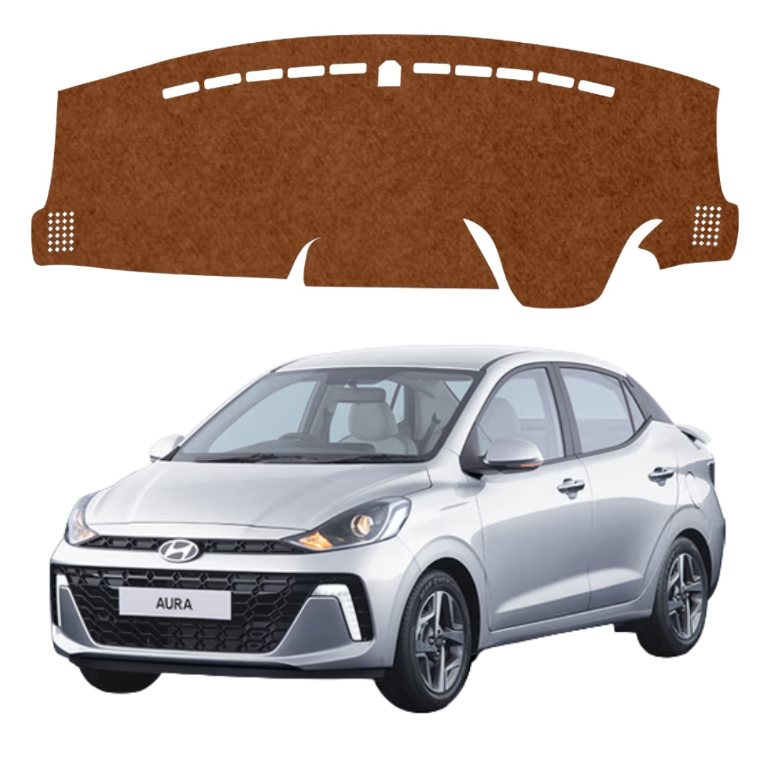 Hyundai Aura 2020 To 2026 Car Dashboard Cover Mat (Brown)