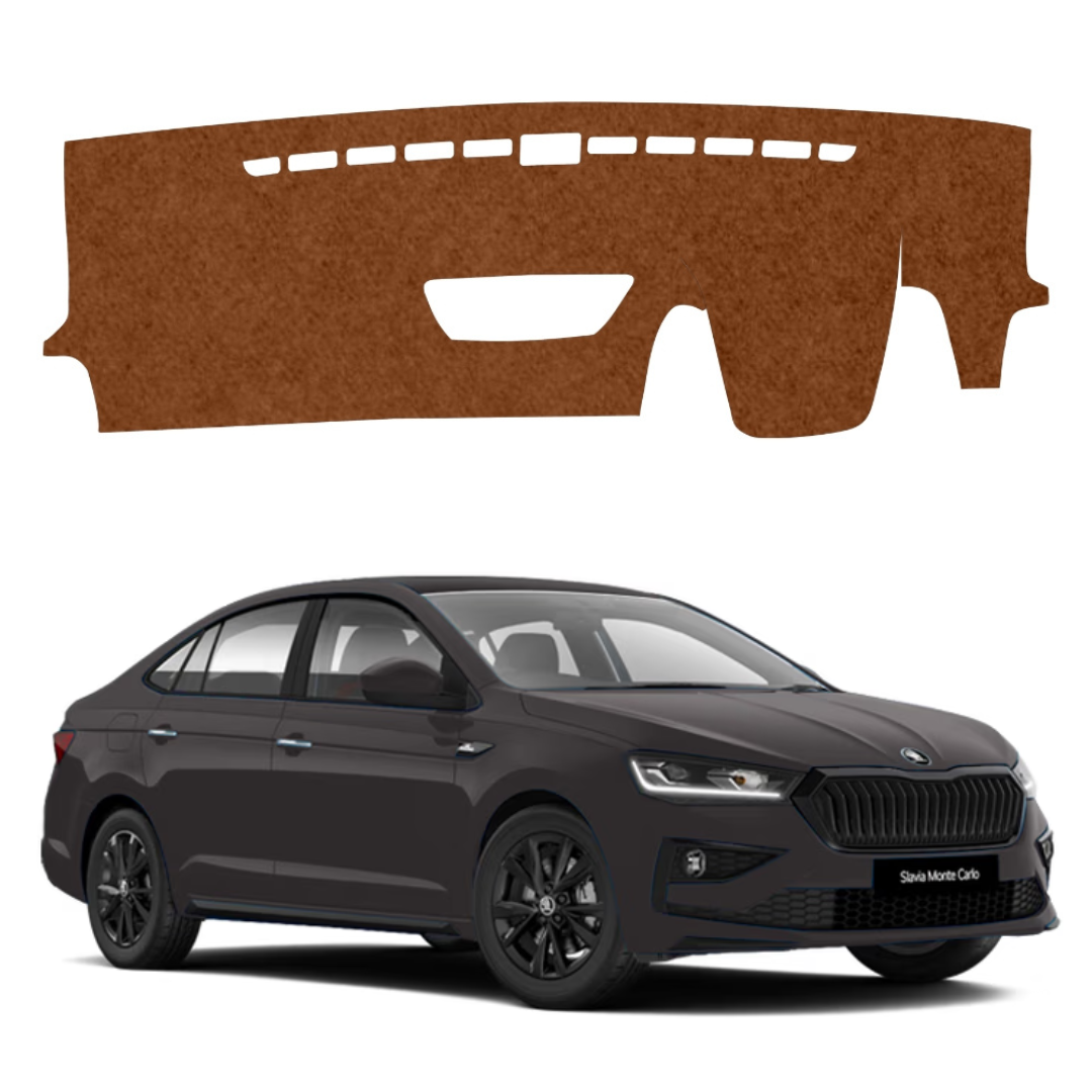 Skoda Slavia 2022 To 2026 Car Dashboard Mat (Brown)