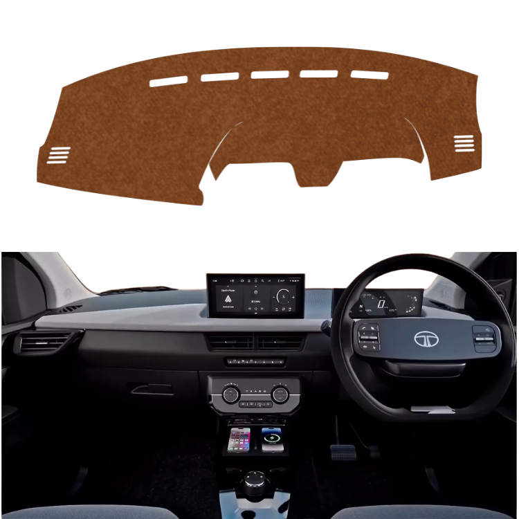 Tata Tigor EV 2026 Car Dashboard Mat (Brown)