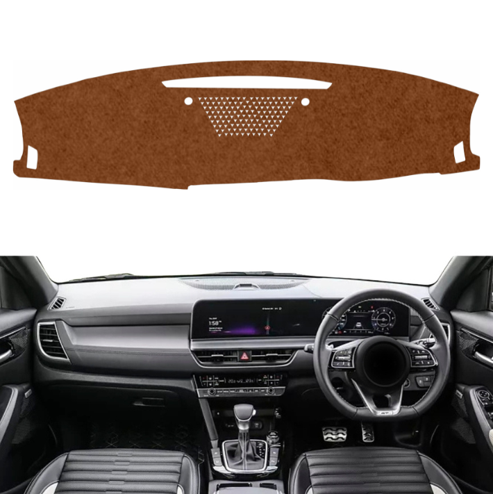 Kia Seltos 2019 To 2025 Car Dashboard Cover Mat (Brown)