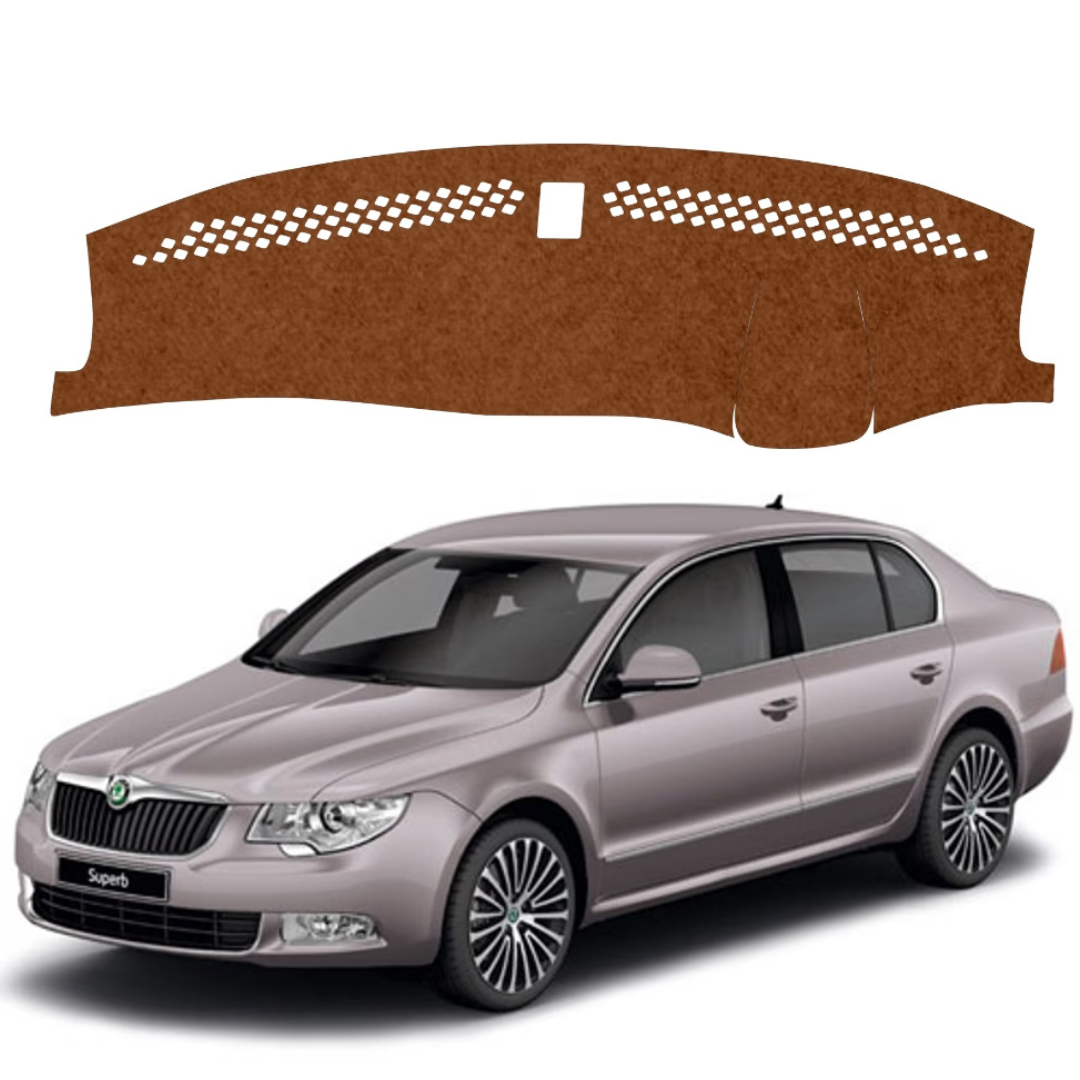 Skoda Superb 2009 To 2016 Car Dashboard Mat (Brown)