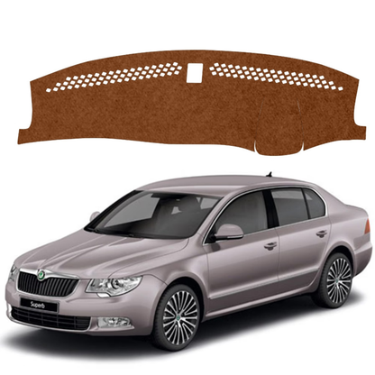 Skoda Superb 2009 To 2016 Car Dashboard Mat (Brown)