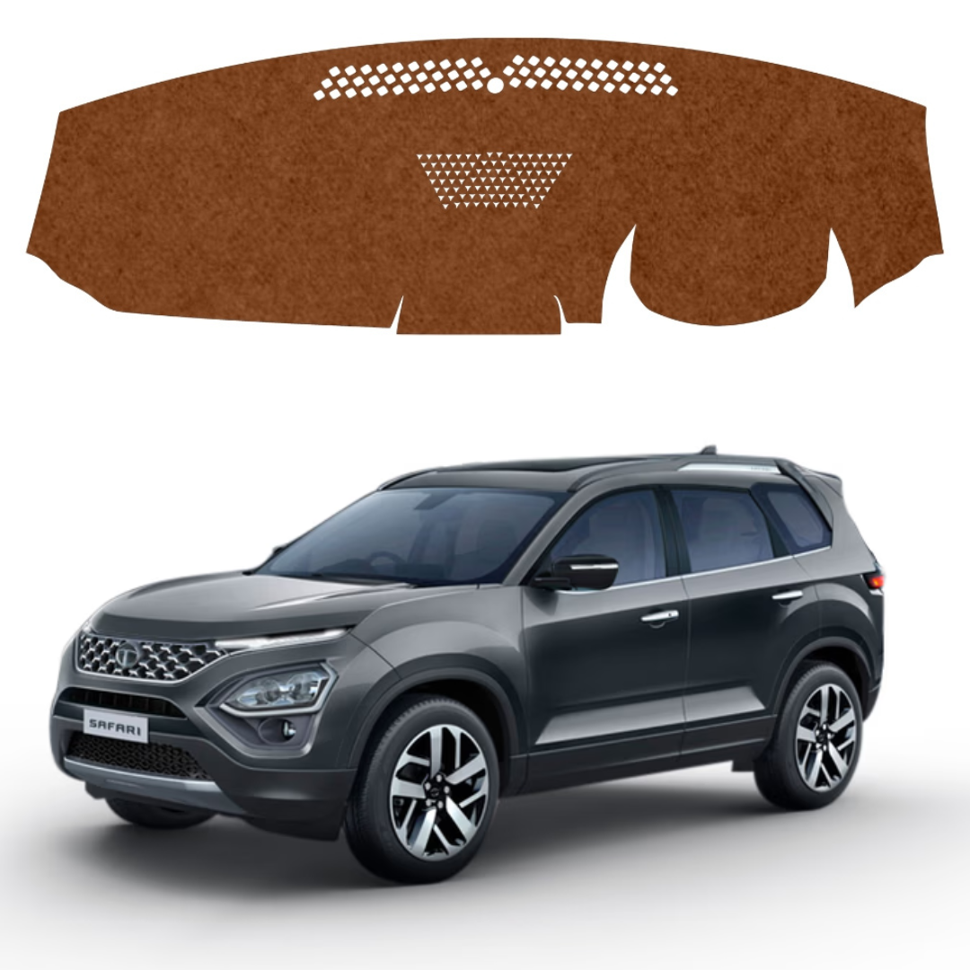 Tata Safari 2021 To 2026 Car Dashboard Cover Mat (Brown)