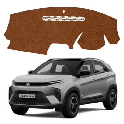Tata Nexon EV 2022 To 2026 Car Dashboard Cover Mat (Brown)