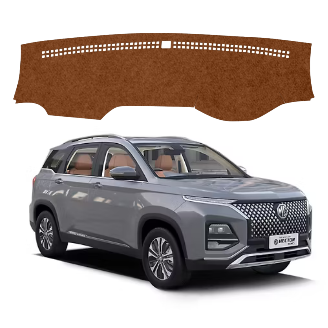 MG Hector Plus 2023 To 2026 Car Dashboard Mat (Brown)