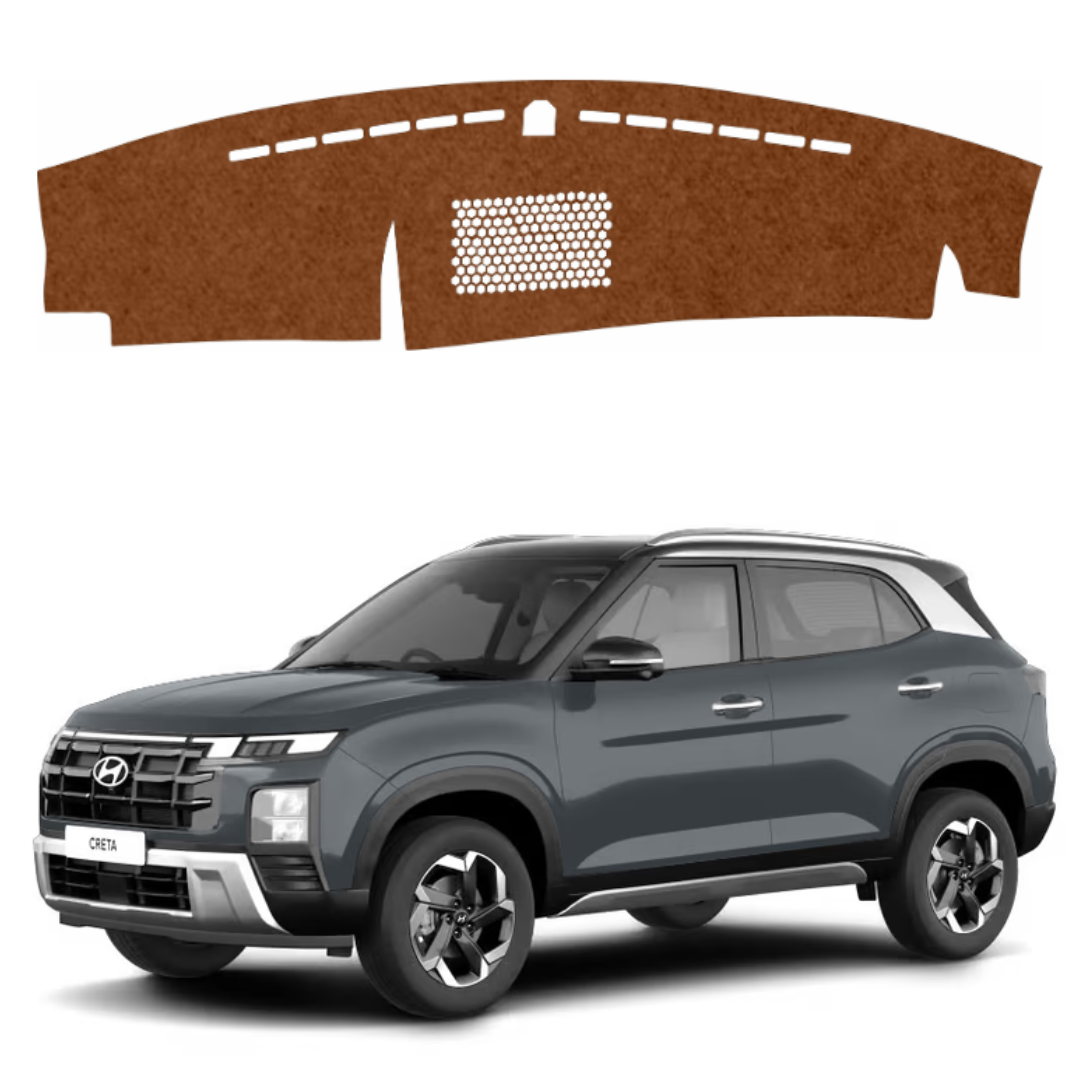 Hyundai Creta 2024 To 2026 Car Dashboard Mat (Brown)