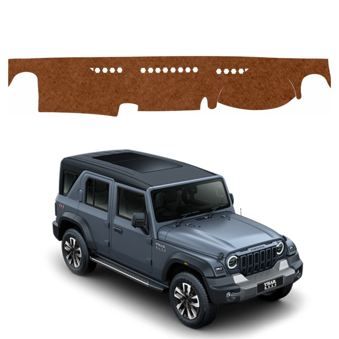 Mahindra Thar Roxx 2024 To 2026 Car Dashboard Mat (Brown)