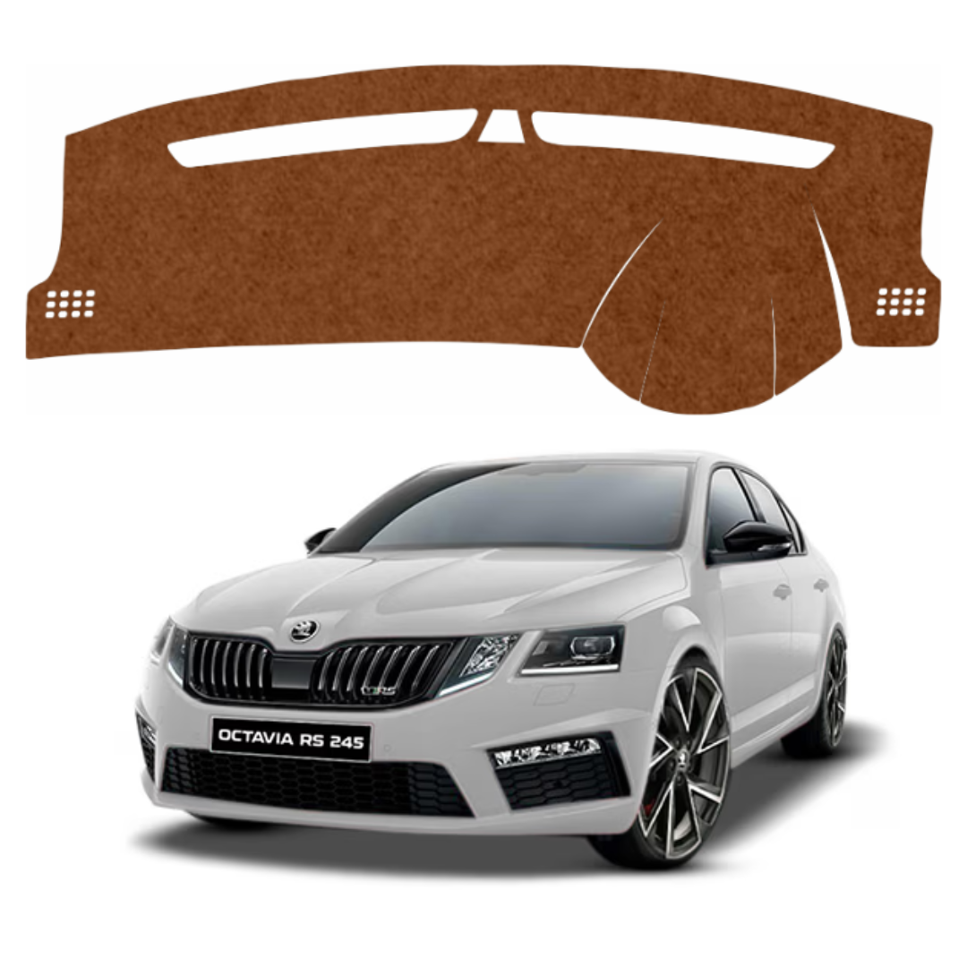 Skoda Octavia 2015 To 2021 Car Dashboard Mat (Brown)