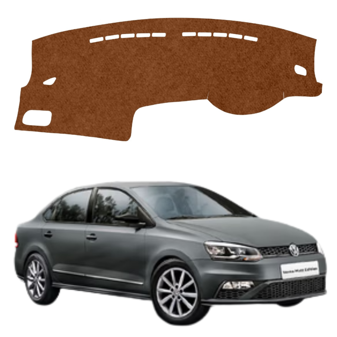 Volkswagen Vento 2010 To 2022 Car Dashboard Mat (Brown)