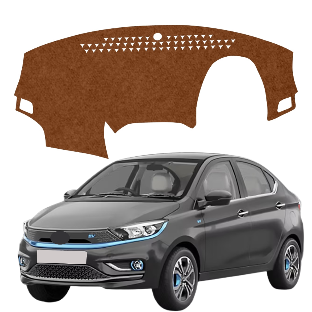 Tata Tigor EV 2021 To 2026 Car Dashboard Mat (Brown)
